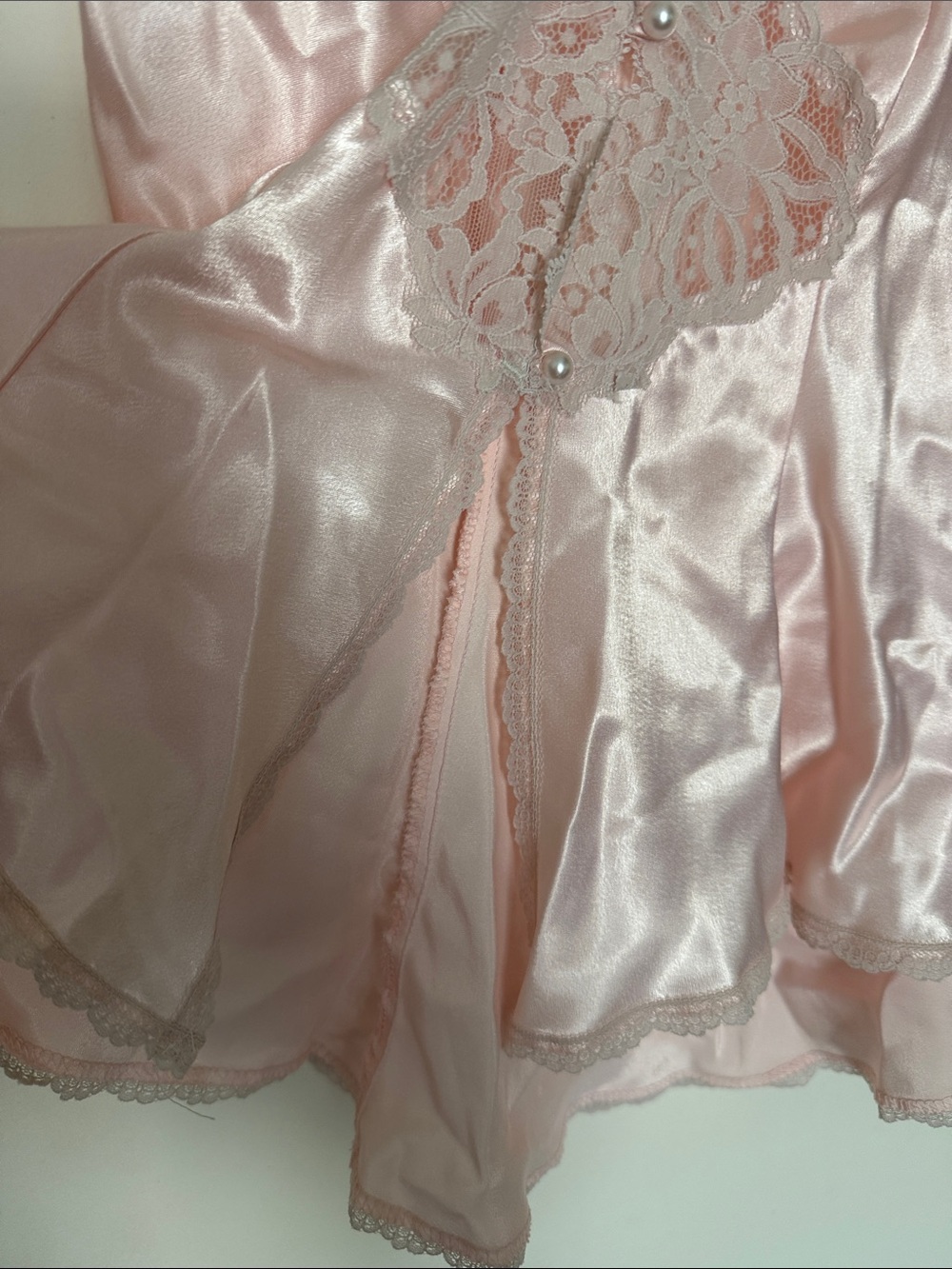 Vintage Pink Satin Lace-Trim Chemise Top - Picture 7 of 7
